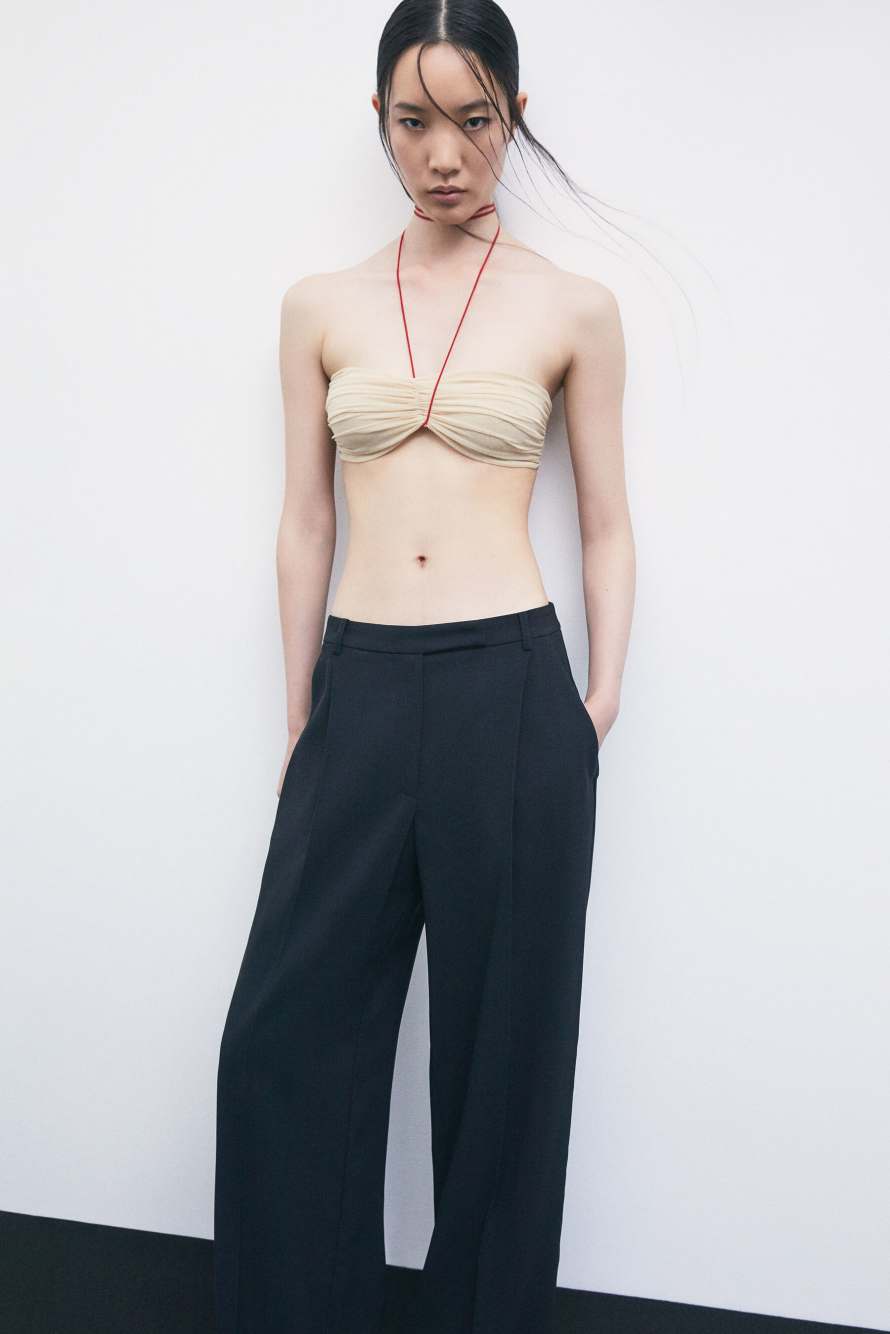 &bdquo;My SKIN Tailoring&ldquo; Bandeau-Top aus drapiertem T&uuml;ll, Beige, Patrizia Pepe