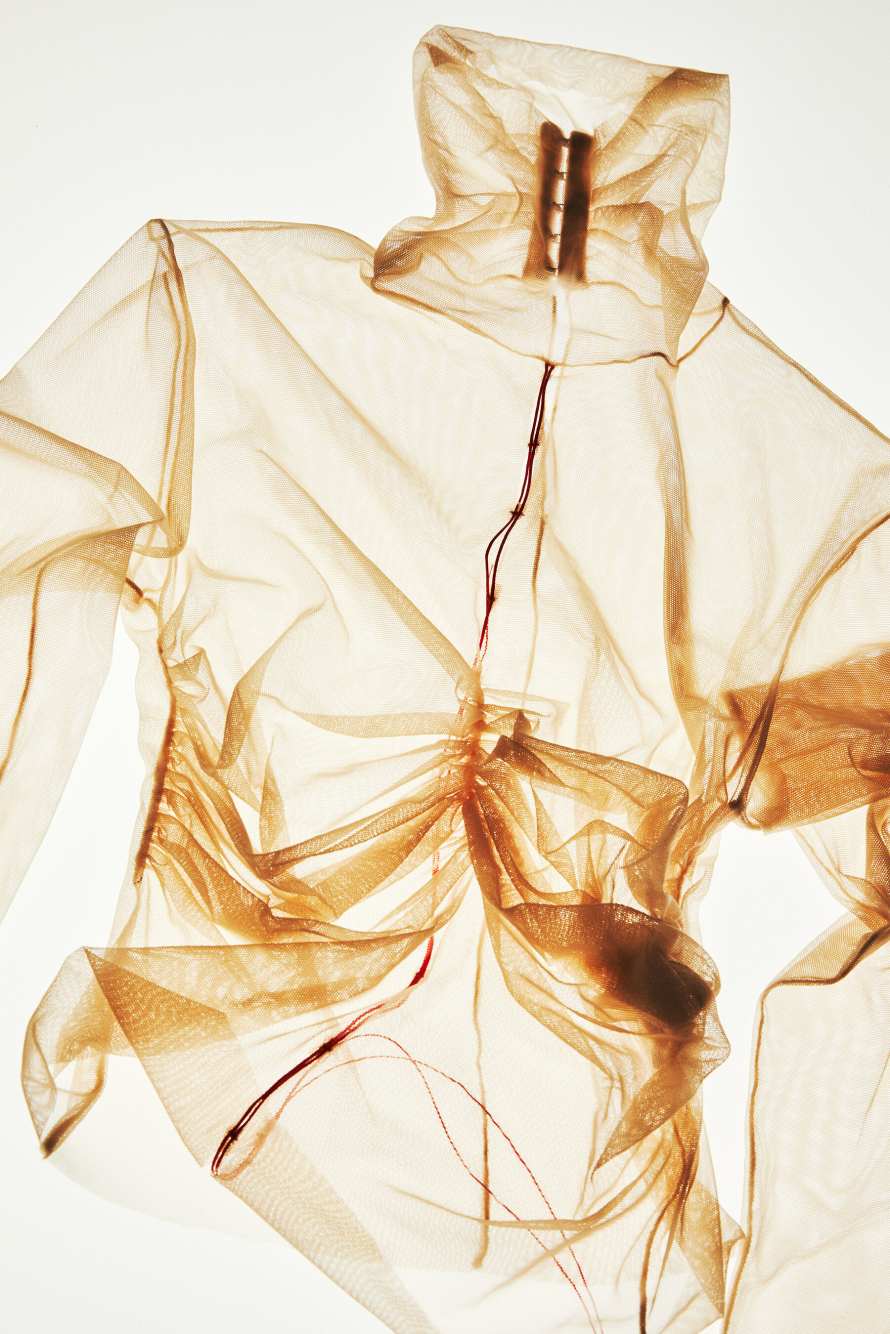 &bdquo;My SKIN Tailoring&ldquo; Longsleeve aus T&uuml;ll, Beige, Patrizia Pepe