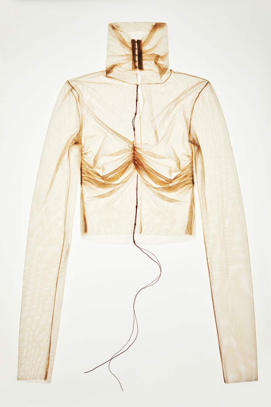 &bdquo;My SKIN Tailoring&ldquo; Longsleeve aus T&uuml;ll, Beige, Patrizia Pepe