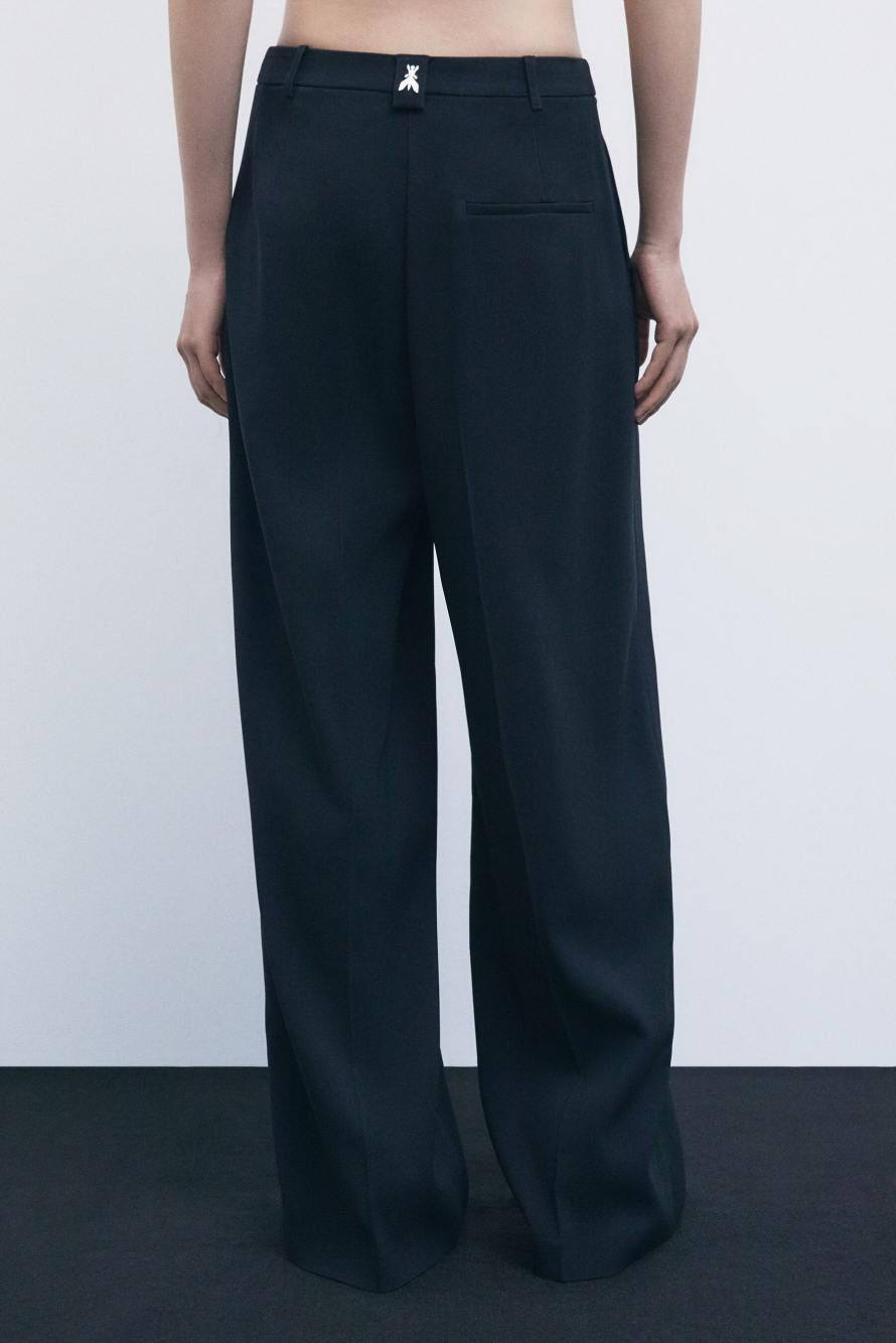 &ldquo;My SKIN Tailoring&rdquo; pleated wide-leg trousers in stretch cr&ecirc;pe, Black, Patrizia Pepe