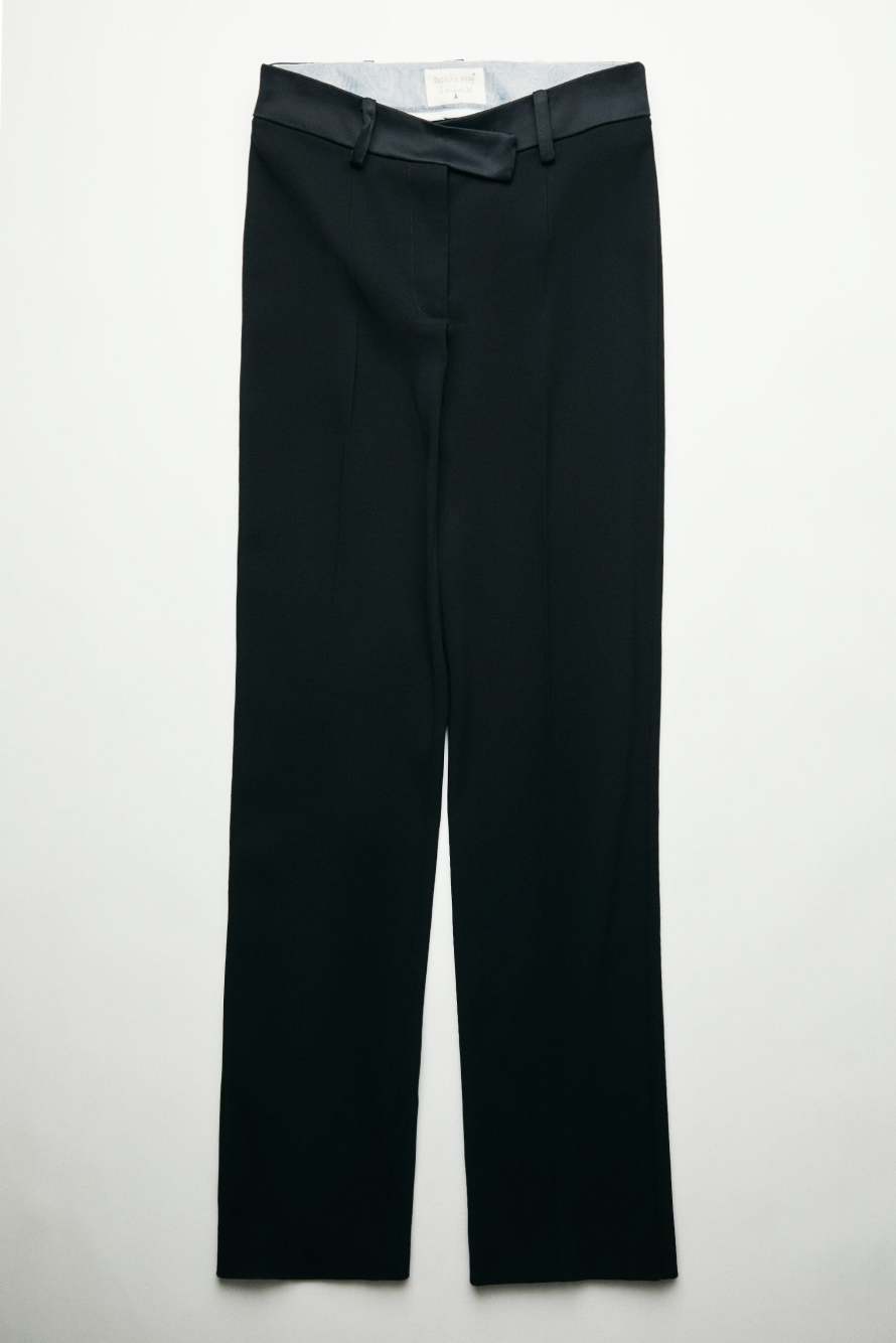 &ldquo;My SKIN Tailoring&rdquo; straight-leg trousers in cr&ecirc;pe with satin details, Black, Patrizia Pepe