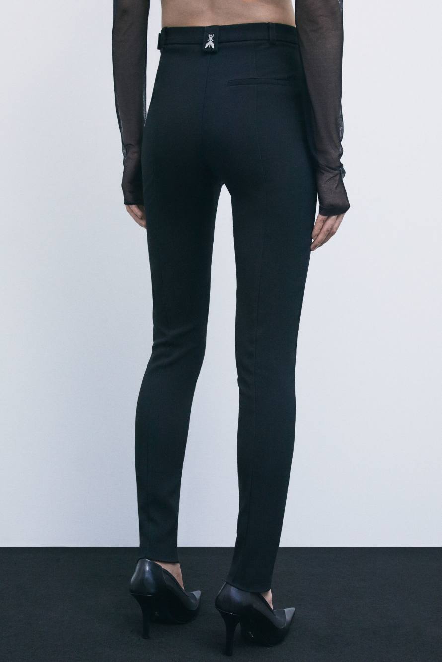 &ldquo;My SKIN Tailoring&rdquo; slim-fit trousers in stretch cr&ecirc;pe, Black, Patrizia Pepe