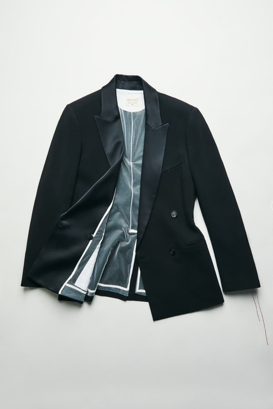 &ldquo;My SKIN Tailoring&rdquo; oversized double-breasted blazer with satin lapels, Black, Patrizia Pepe