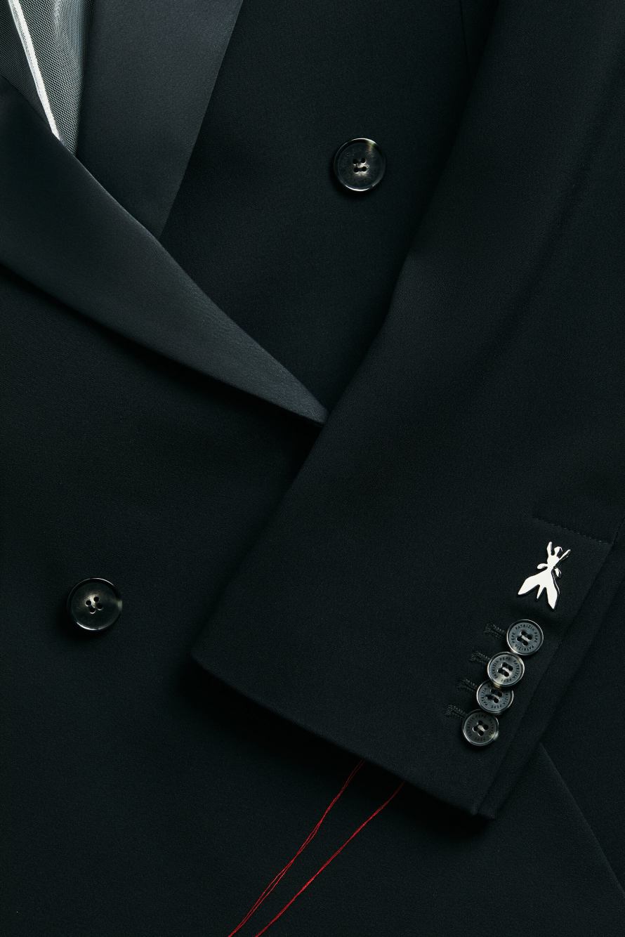 &ldquo;My SKIN Tailoring&rdquo; oversized double-breasted blazer with satin lapels, Black, Patrizia Pepe