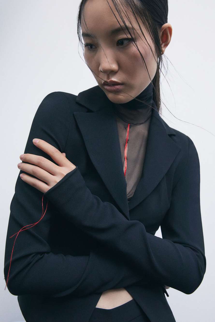 &ldquo;My SKIN Tailoring&rdquo; Icon 501 blazer in stretch cr&ecirc;pe, Black, Patrizia Pepe