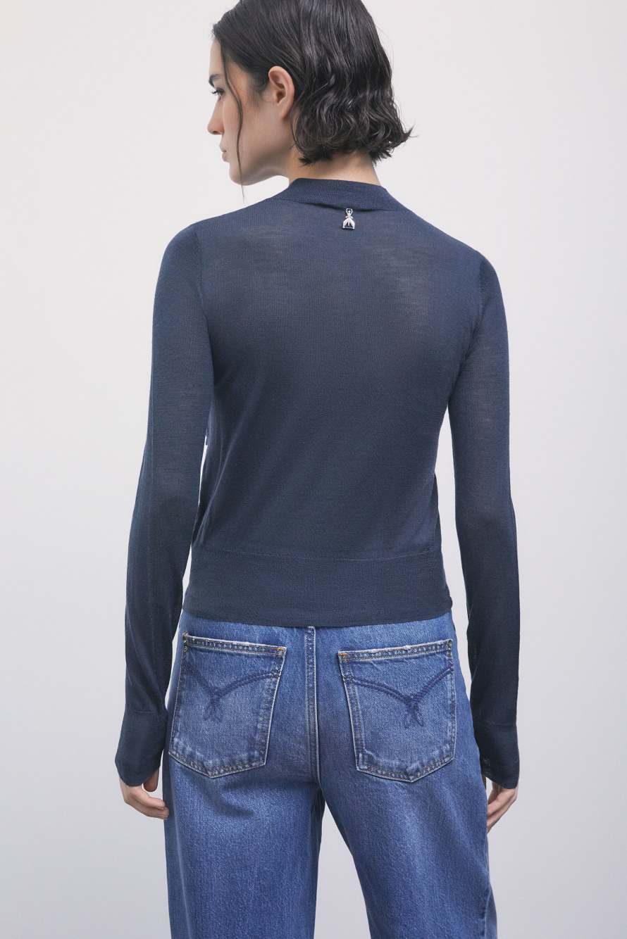 Jersey de lana con volantes, Azul