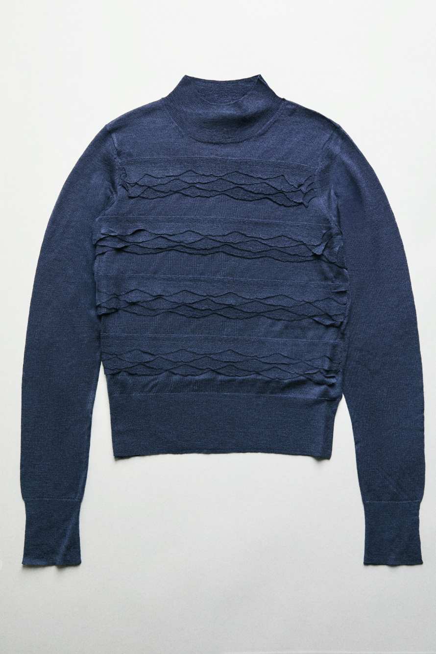 Jersey de lana con volantes, Azul