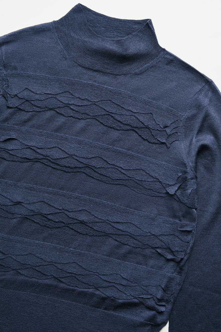 Jersey de lana con volantes, Azul