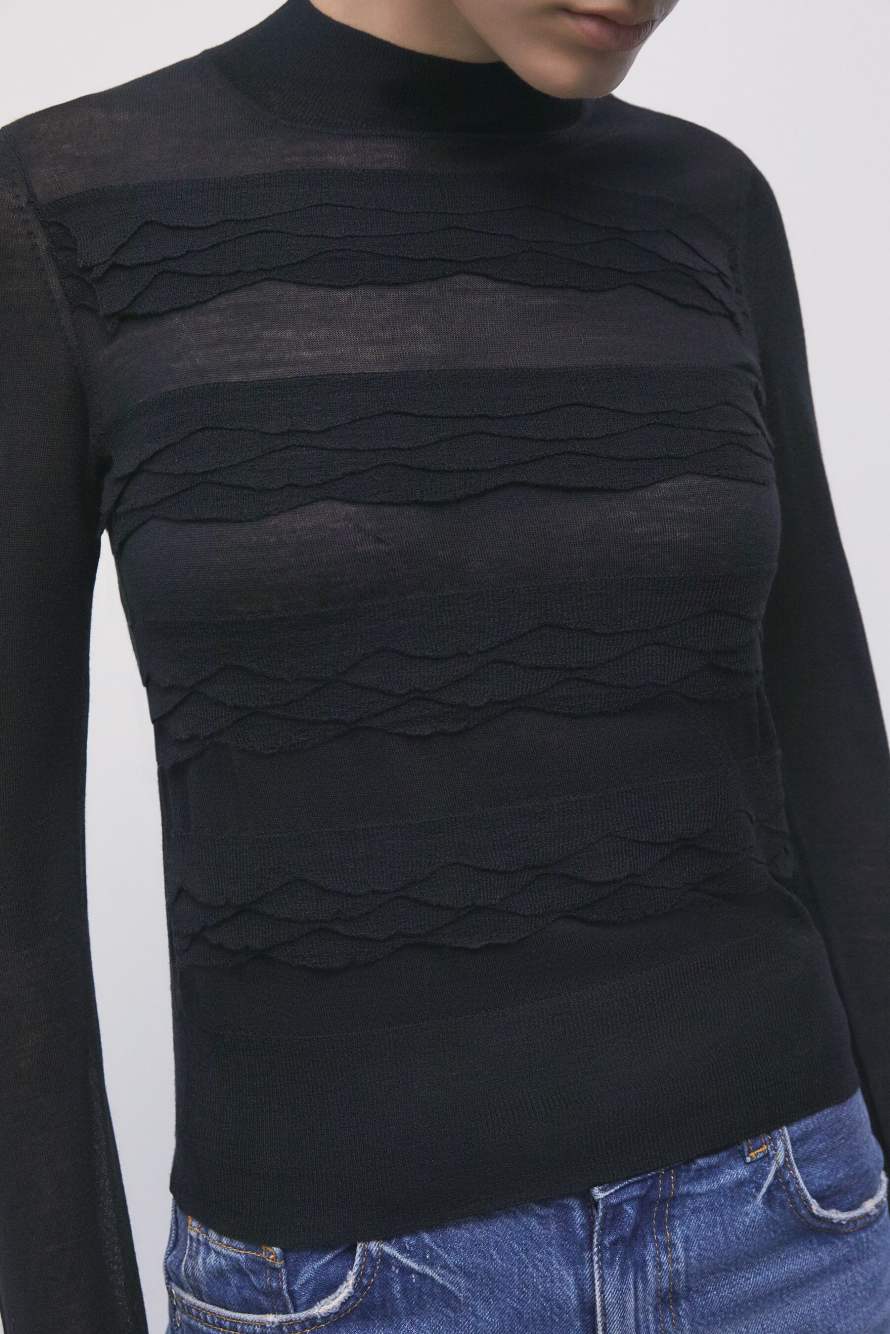Jersey de lana con volantes, Negro