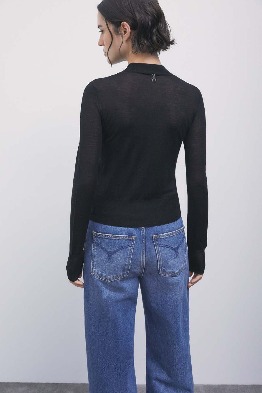 Jersey de lana con volantes, Negro
