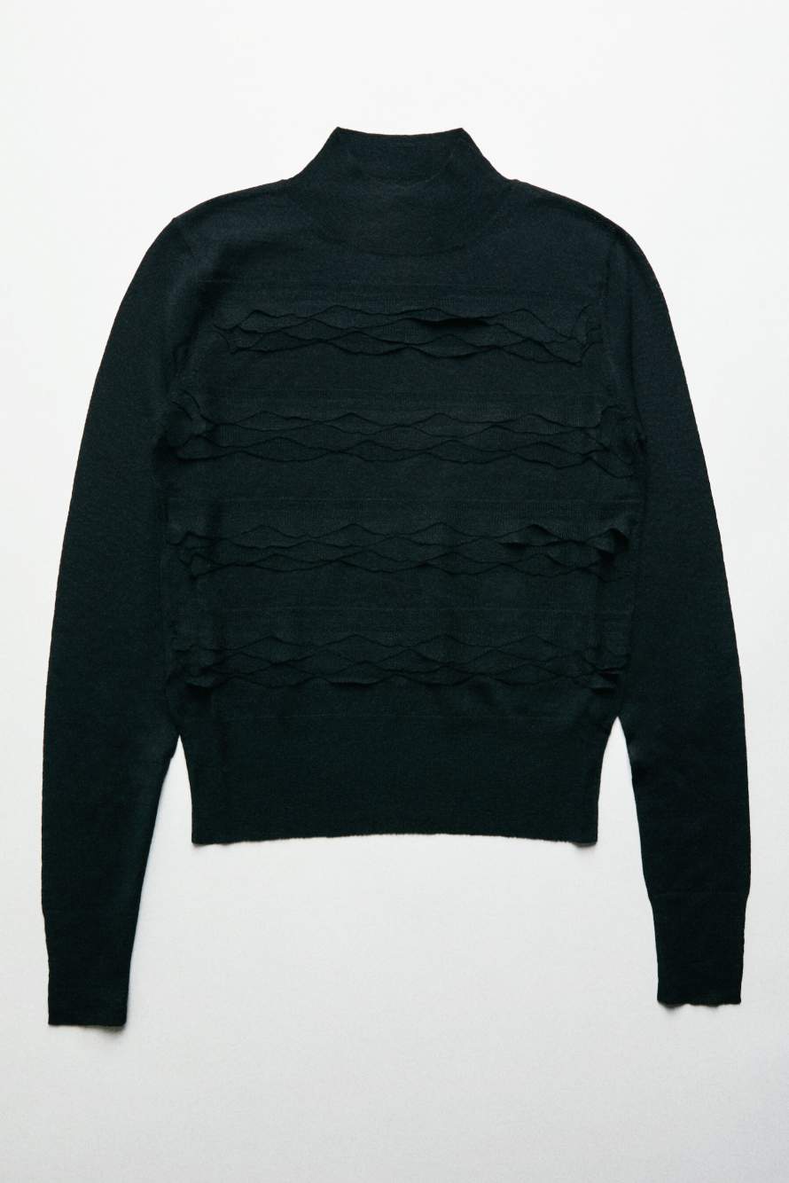Jersey de lana con volantes, Negro