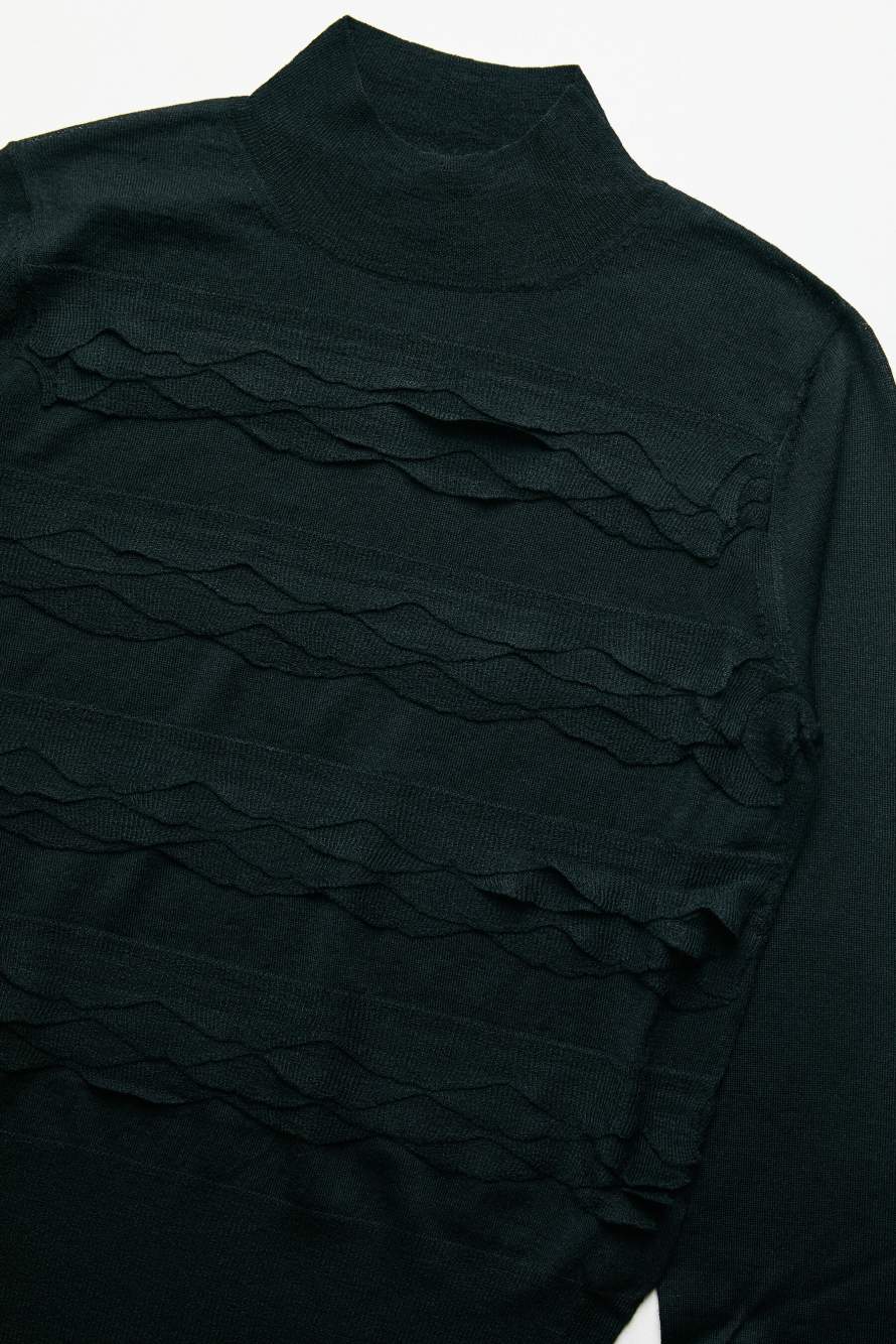 Jersey de lana con volantes, Negro