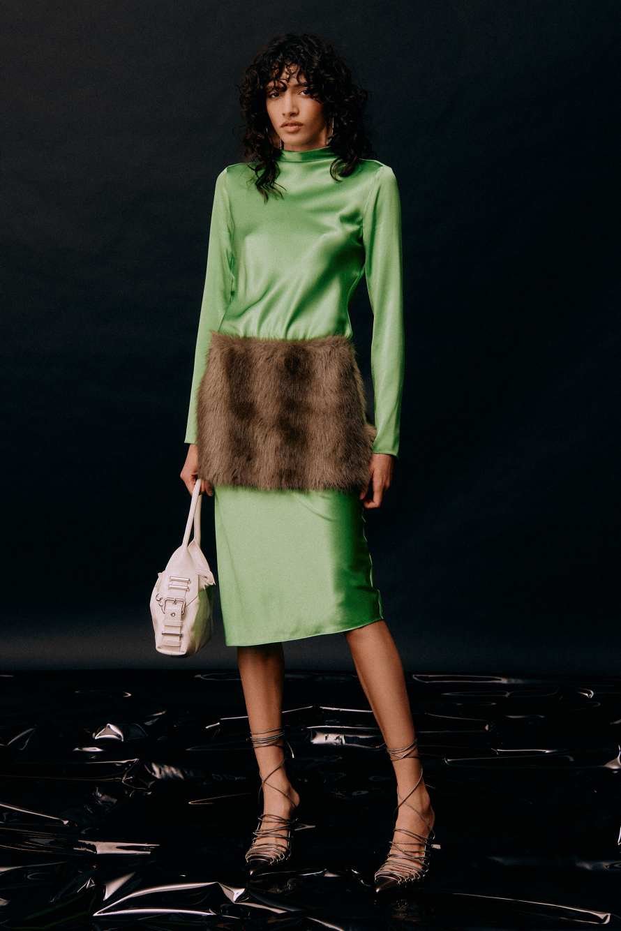 Silk Midi Dress, Green, Patrizia Pepe