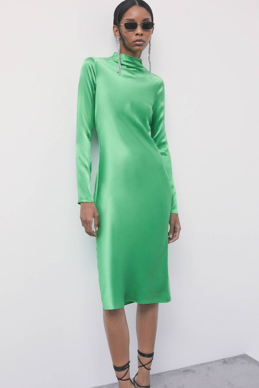 Silk Midi Dress, Green, Patrizia Pepe