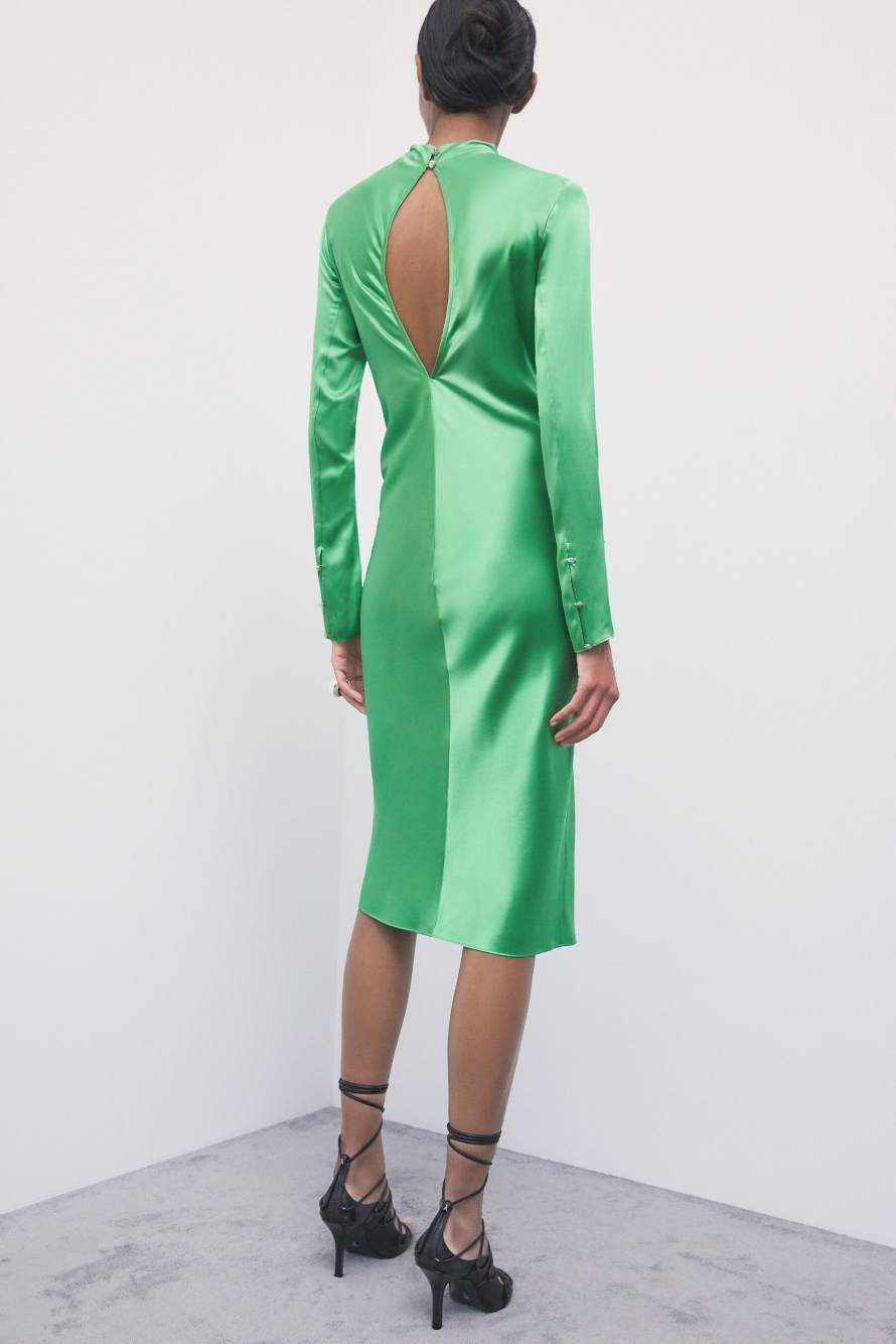 Silk Midi Dress, Green, Patrizia Pepe