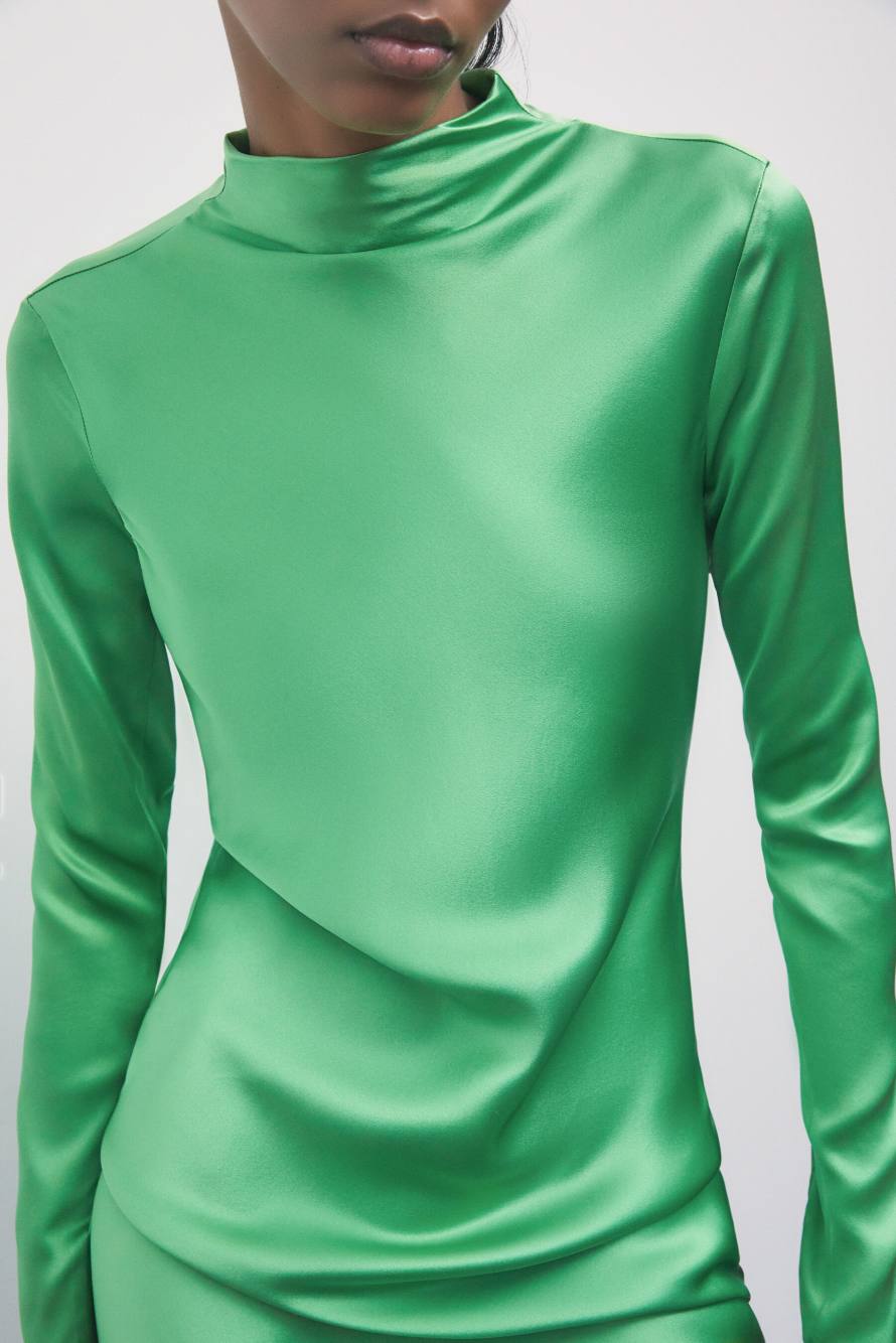 Silk Midi Dress, Green, Patrizia Pepe