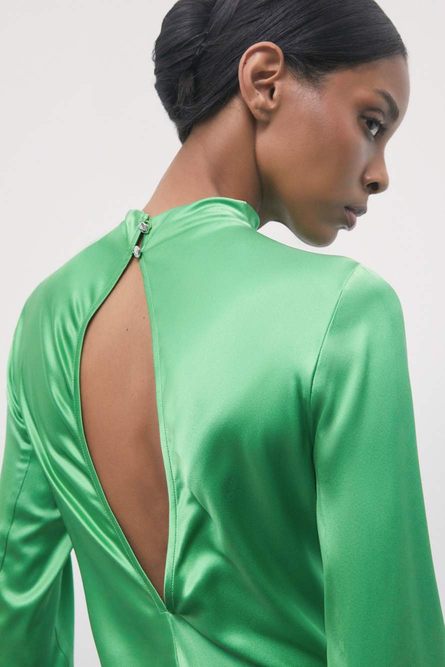 Silk Midi Dress, Green, Patrizia Pepe