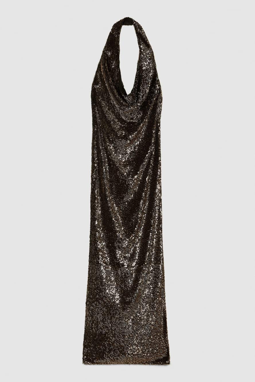Sequined Long Dress, Black, Patrizia Pepe