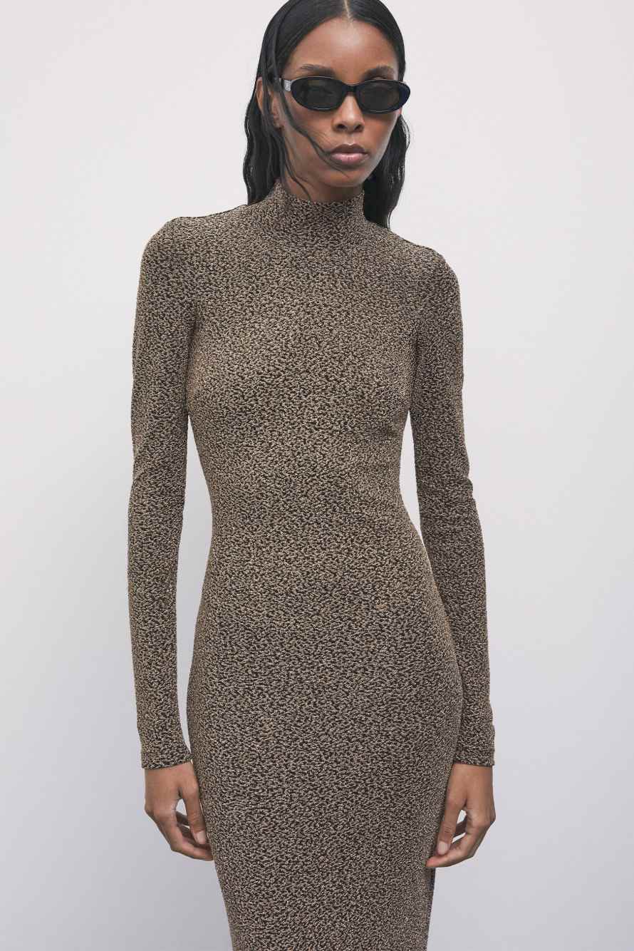 Lurex Long Evening Dress, Brown, Patrizia Pepe
