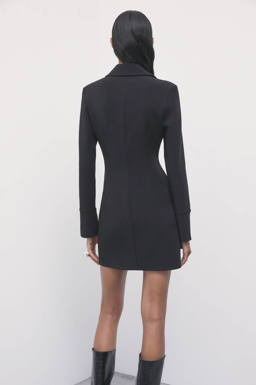 Cr&ecirc;pe Mini Shirt Dress, Black, Patrizia Pepe