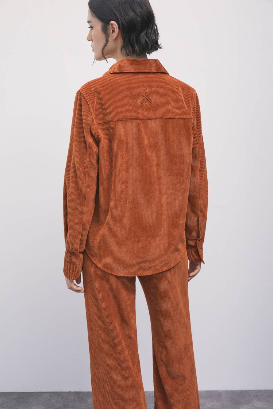 Hemd aus Stretch-Feincord, Dunkelorange, Patrizia Pepe