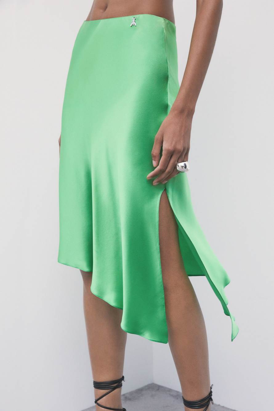 Asymmetrical silk midi skirt, Green, Patrizia Pepe