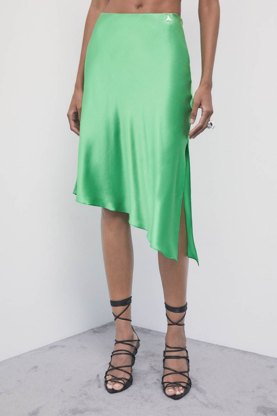 Asymmetrical silk midi skirt, Green, Patrizia Pepe