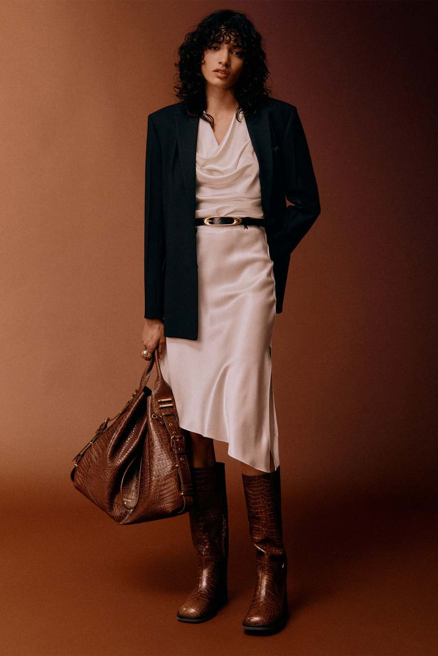 Asymmetrical silk midi skirt, White, Patrizia Pepe