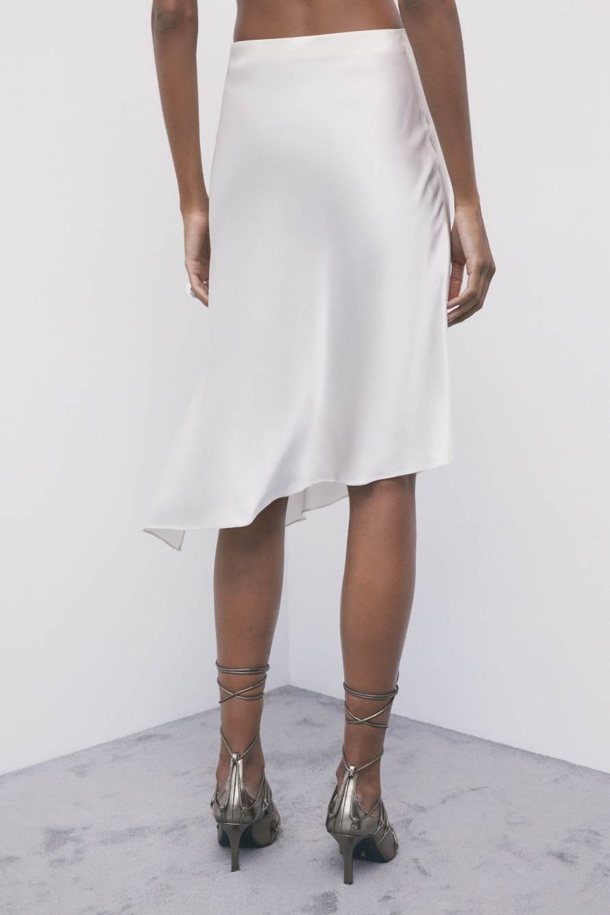 Asymmetrical silk midi skirt, White, Patrizia Pepe