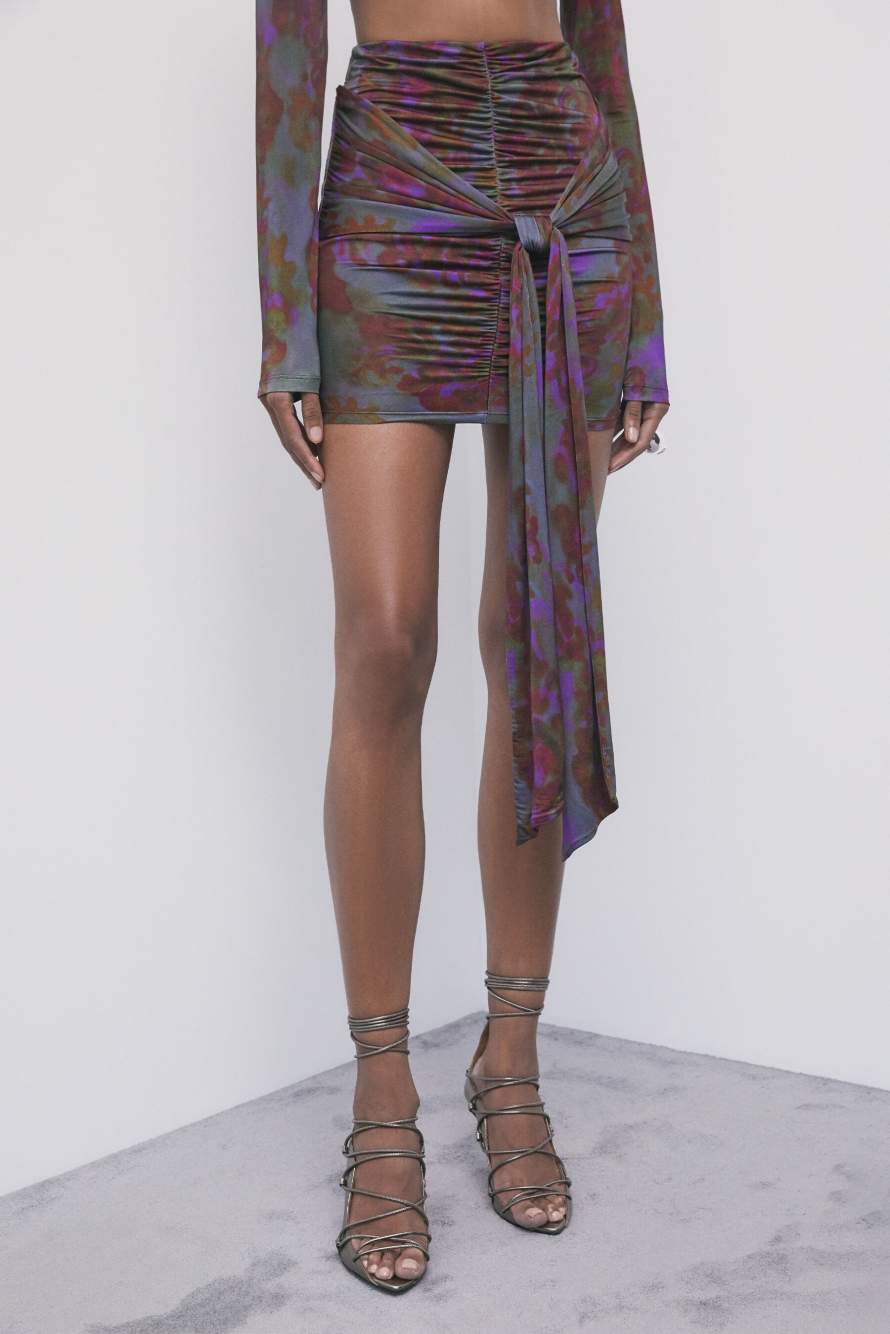 Floral mini skirt with sash, Abstract Fantasy, Patrizia Pepe