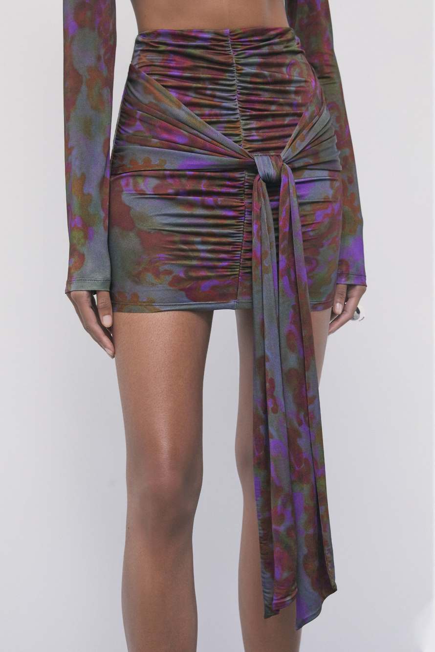Floral mini skirt with sash, Abstract Fantasy, Patrizia Pepe