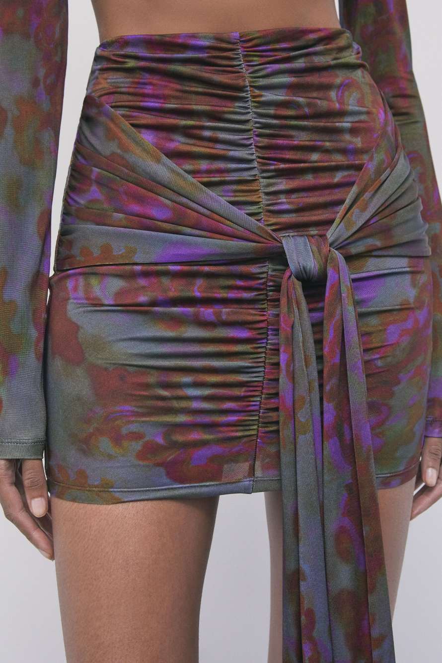 Floral mini skirt with sash, Abstract Fantasy, Patrizia Pepe