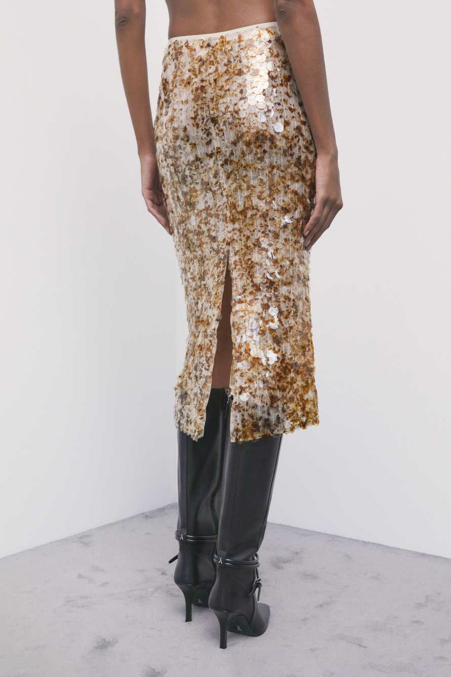 Sequined midi skirt, Gold, Patrizia Pepe