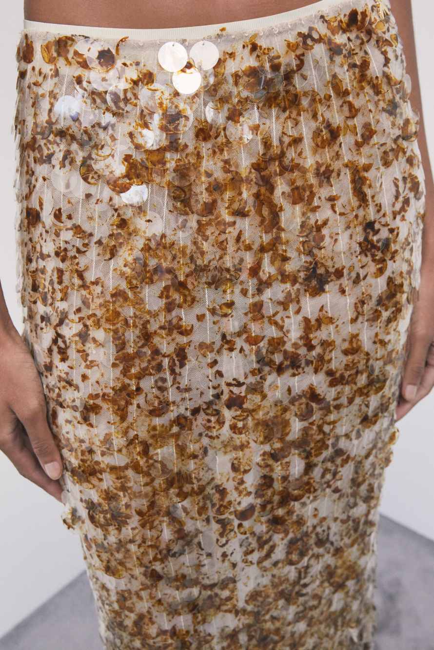 Sequined midi skirt, Gold, Patrizia Pepe