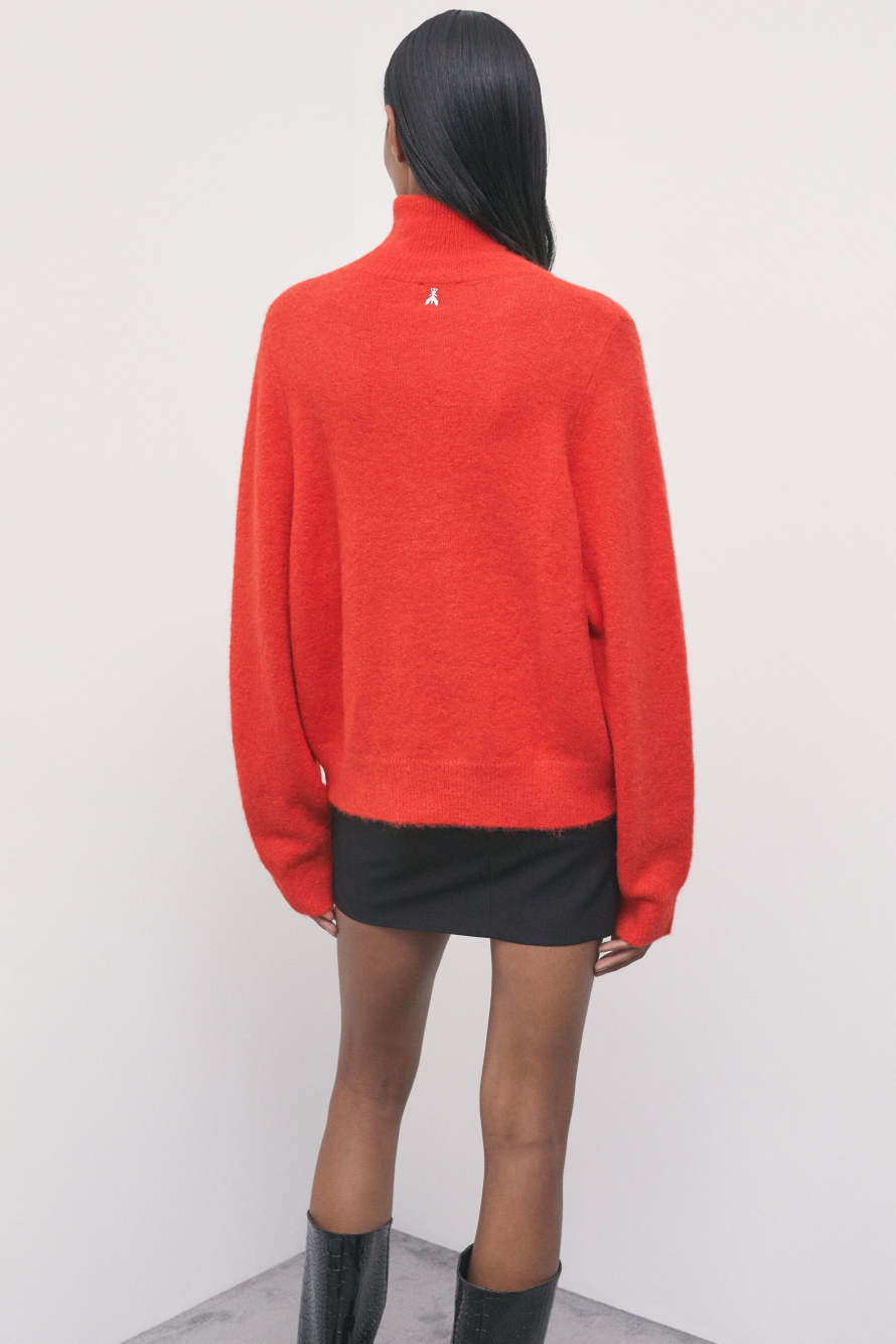 Jersey de cuello alto de fibra mixta, Naranja
