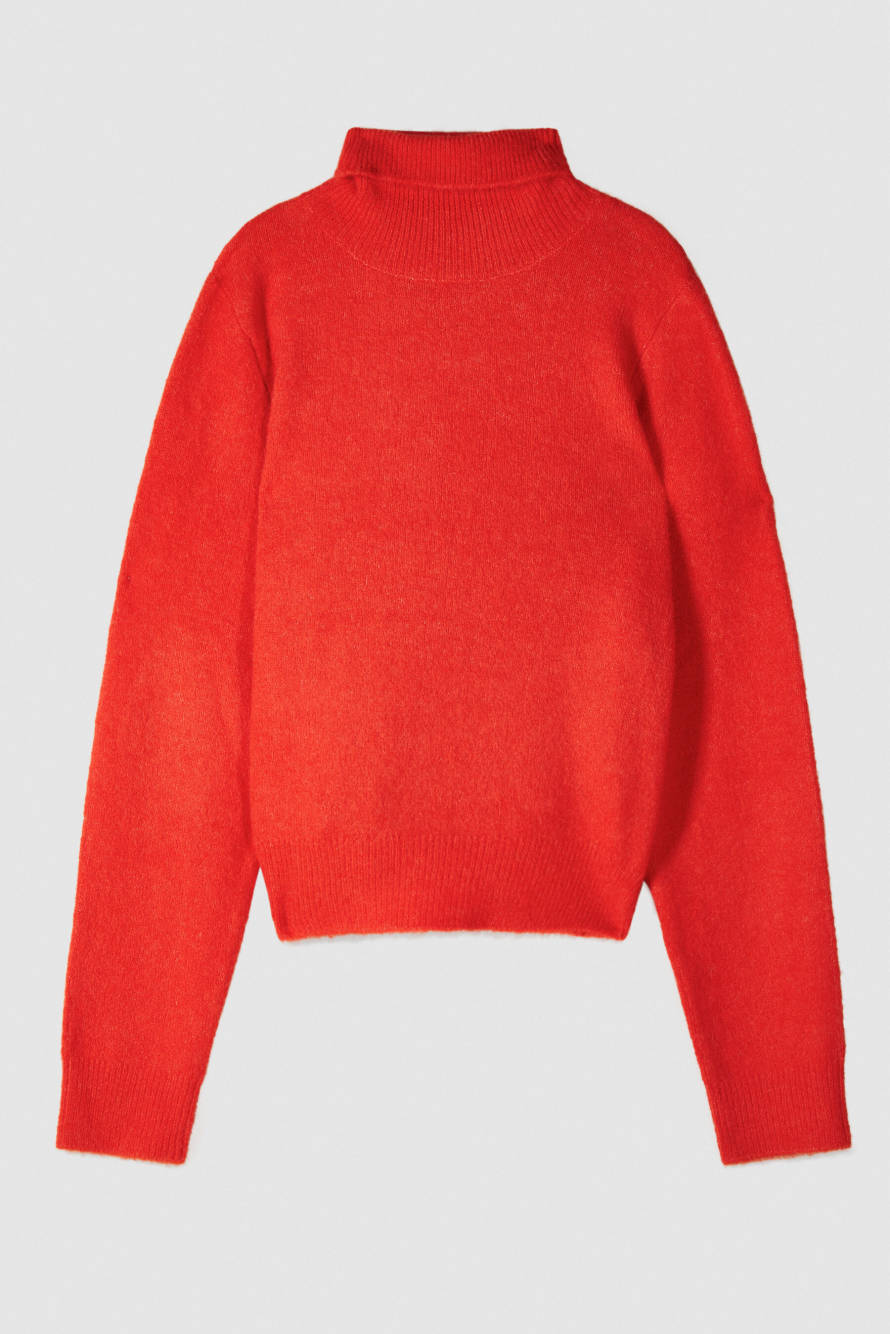 Jersey de cuello alto de fibra mixta, Naranja