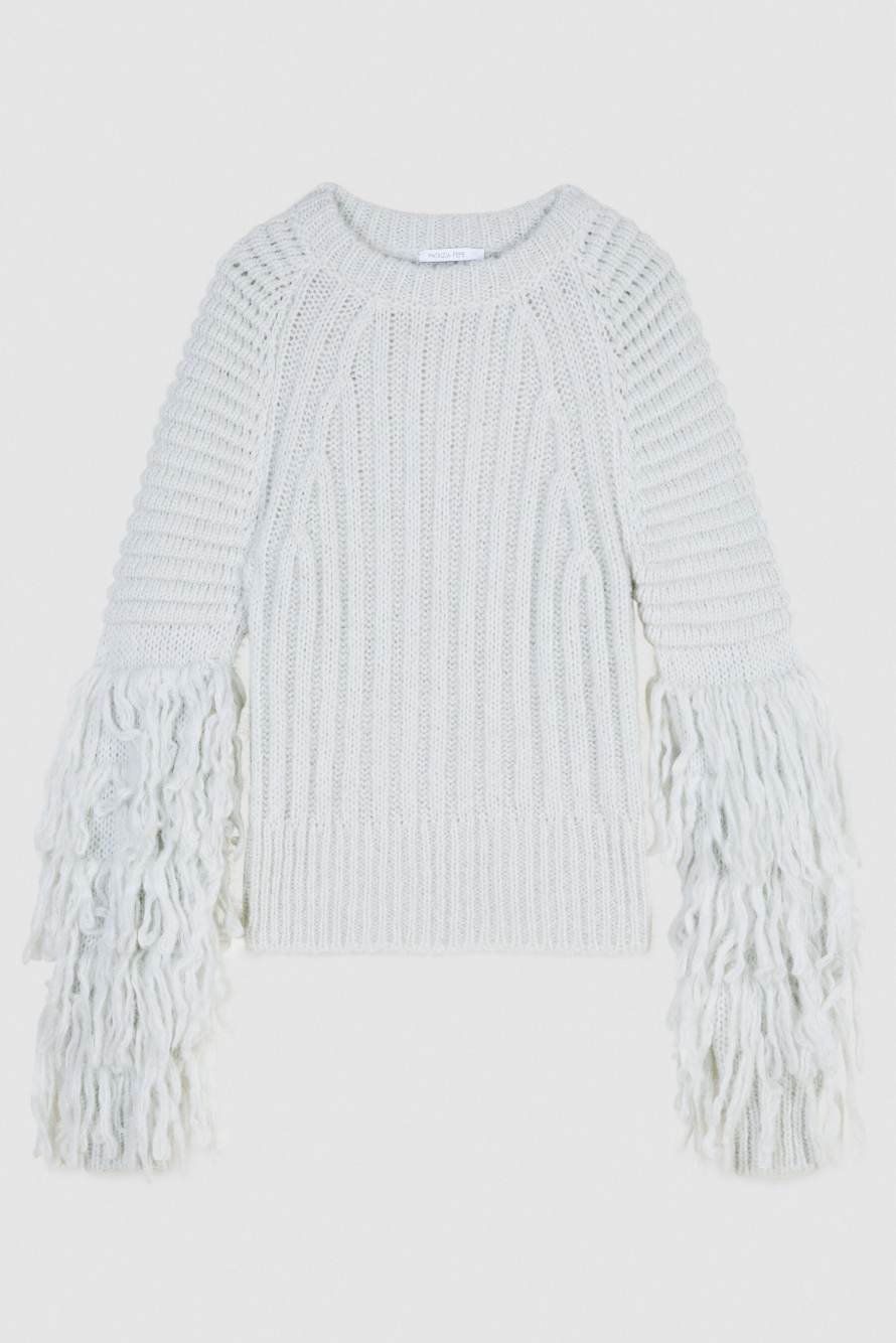 Su&eacute;ter con flecos, Gris