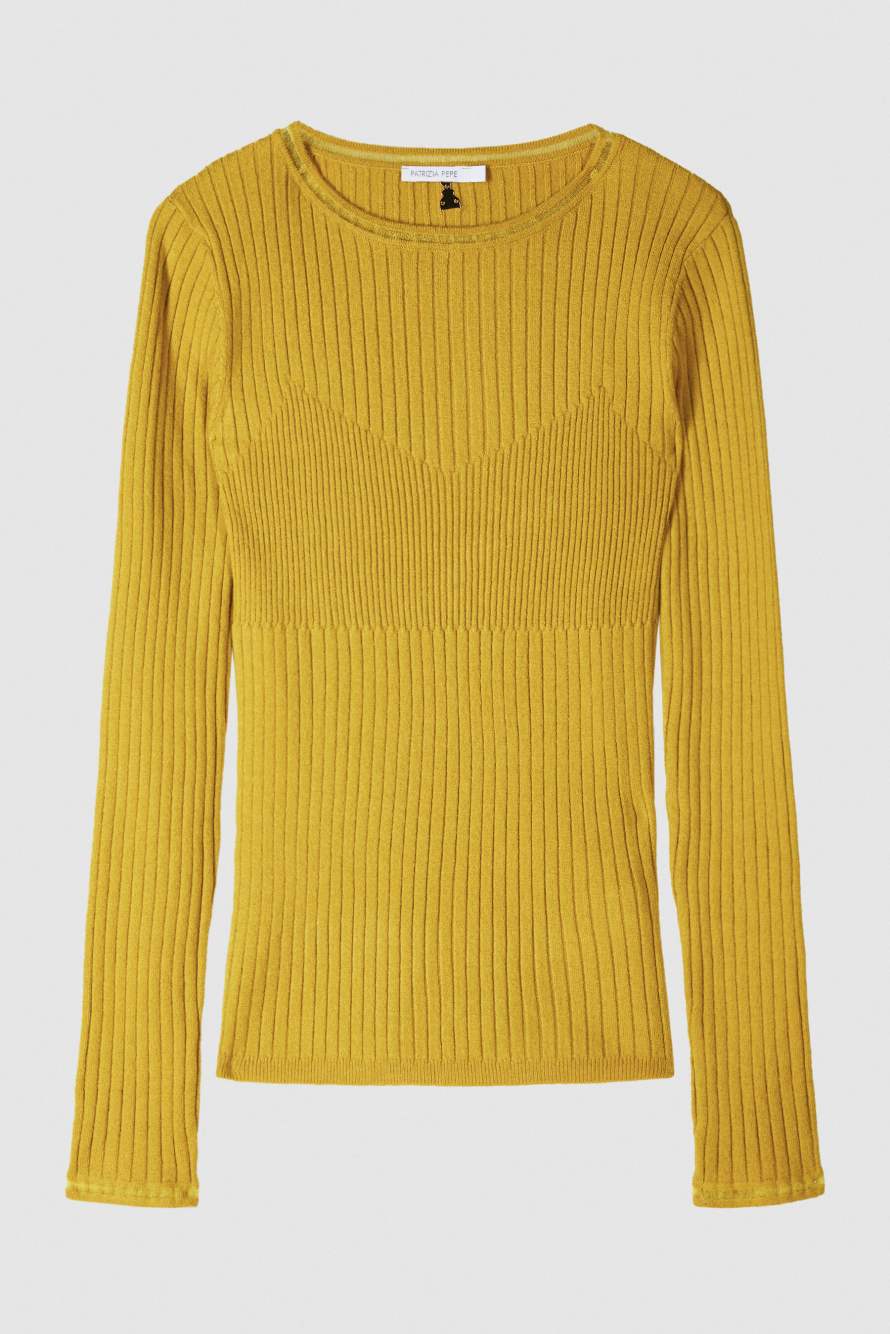 Jersey slim fit de canal&eacute;, Amarillo