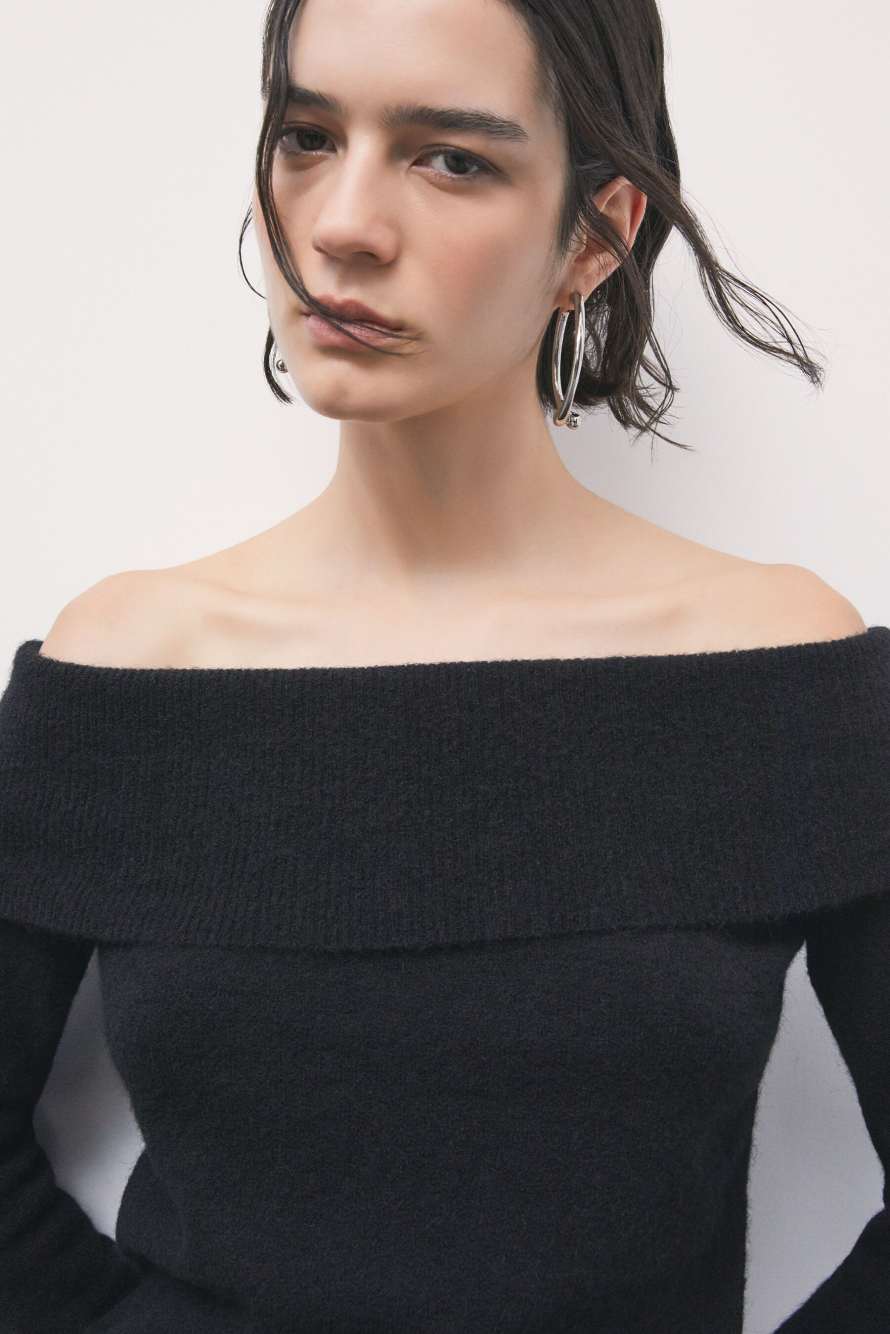 Jersey con hombros descubiertos, Negro