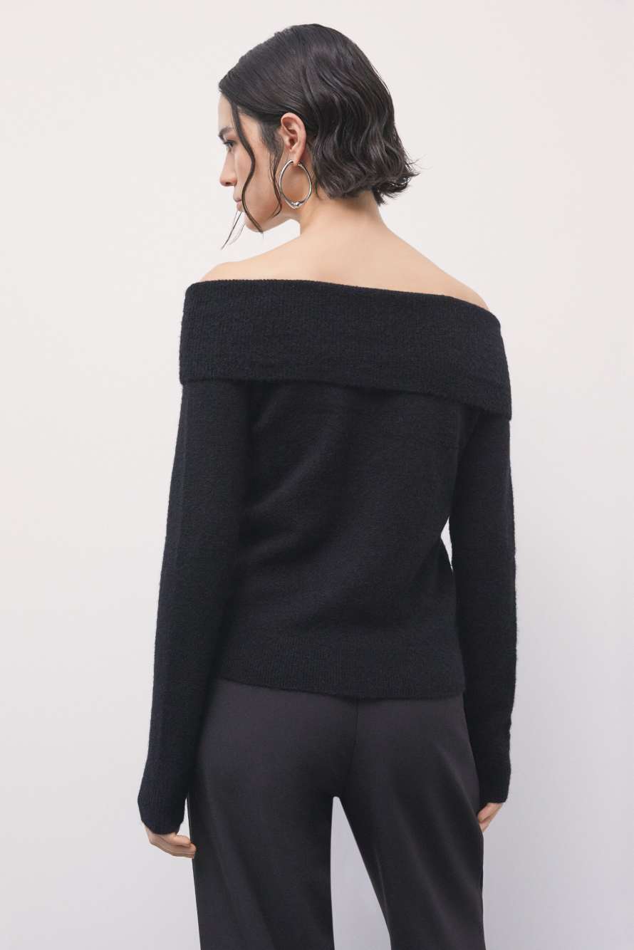 Jersey con hombros descubiertos, Negro