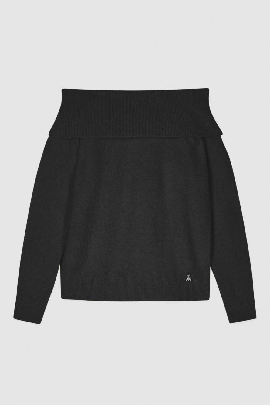 Jersey con hombros descubiertos, Negro