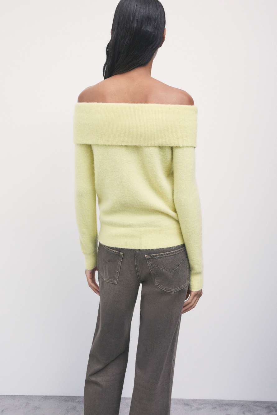 Jersey con hombros descubiertos, Amarillo