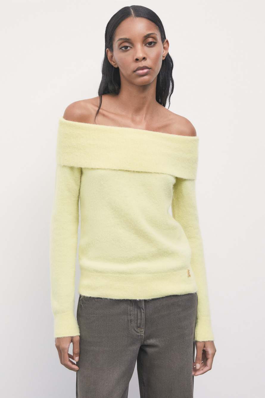 Jersey con hombros descubiertos, Amarillo