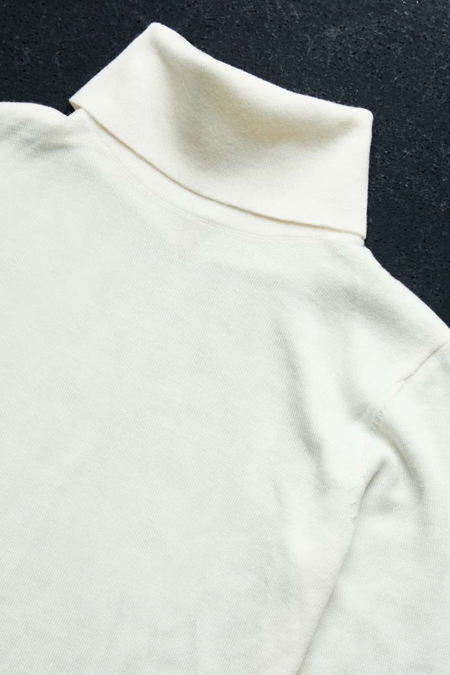 Jersey de cuello alto de lana ajustado, Blanco