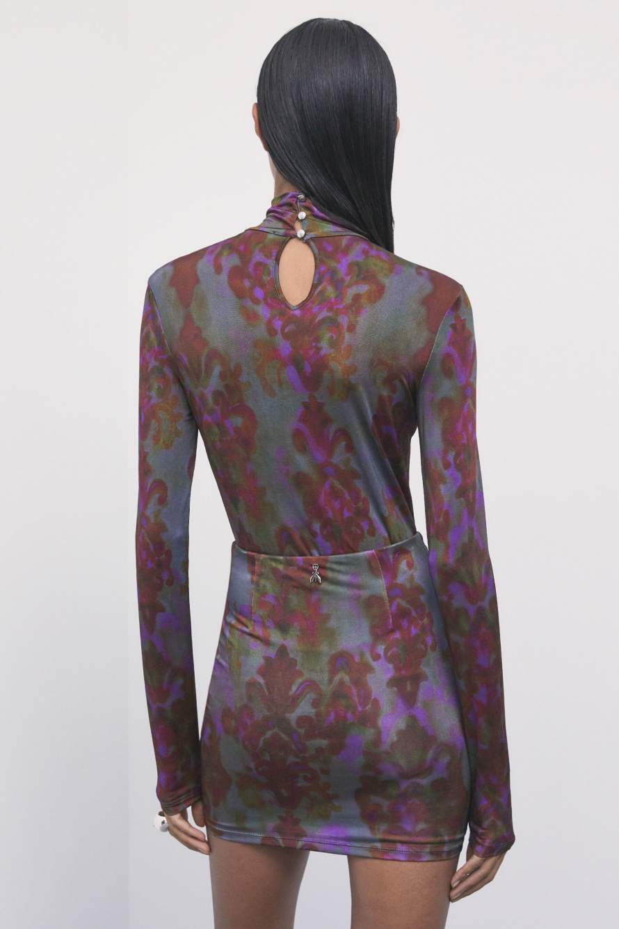Draped jersey top with print, Abstract Fantasy, Patrizia Pepe