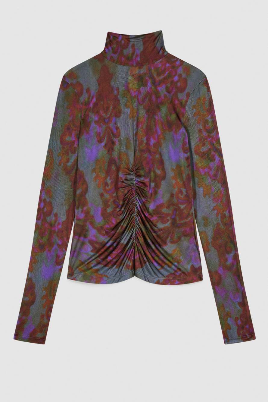 Draped jersey top with print, Abstract Fantasy, Patrizia Pepe