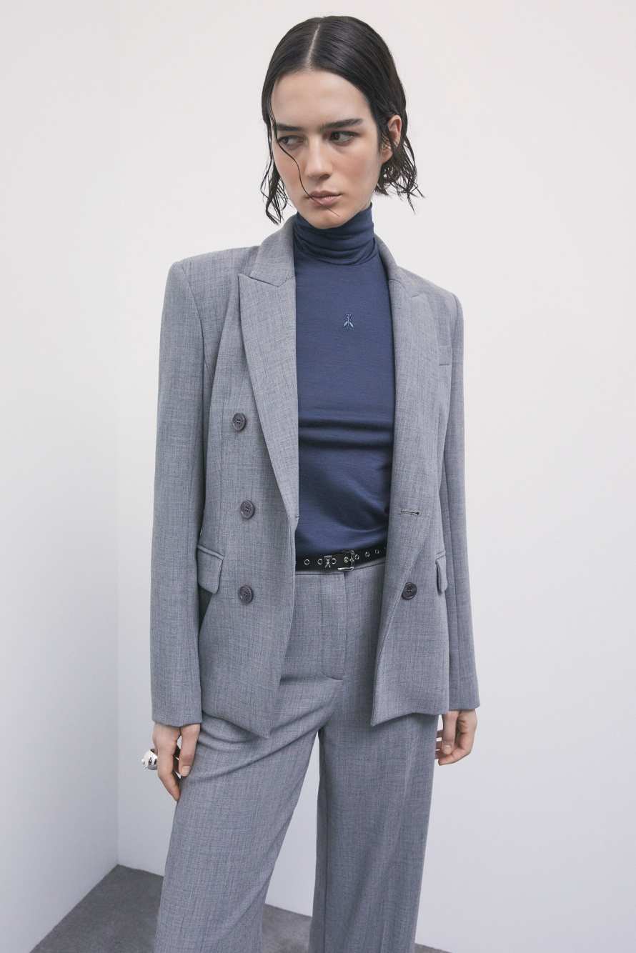 Rollkragenpullover aus ultraleichter Schurwolle, Blau, Patrizia Pepe