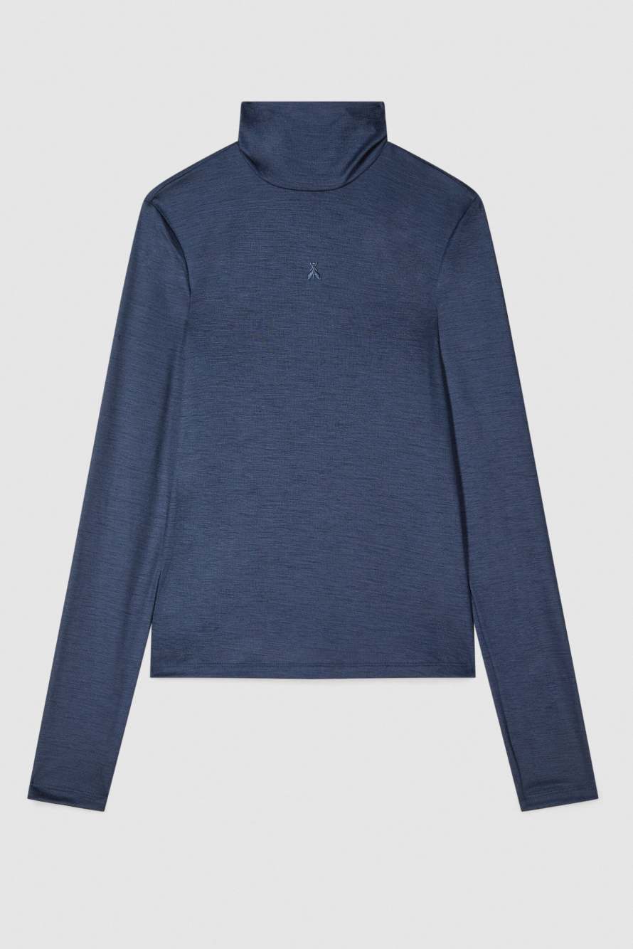 Rollkragenpullover aus ultraleichter Schurwolle, Blau, Patrizia Pepe