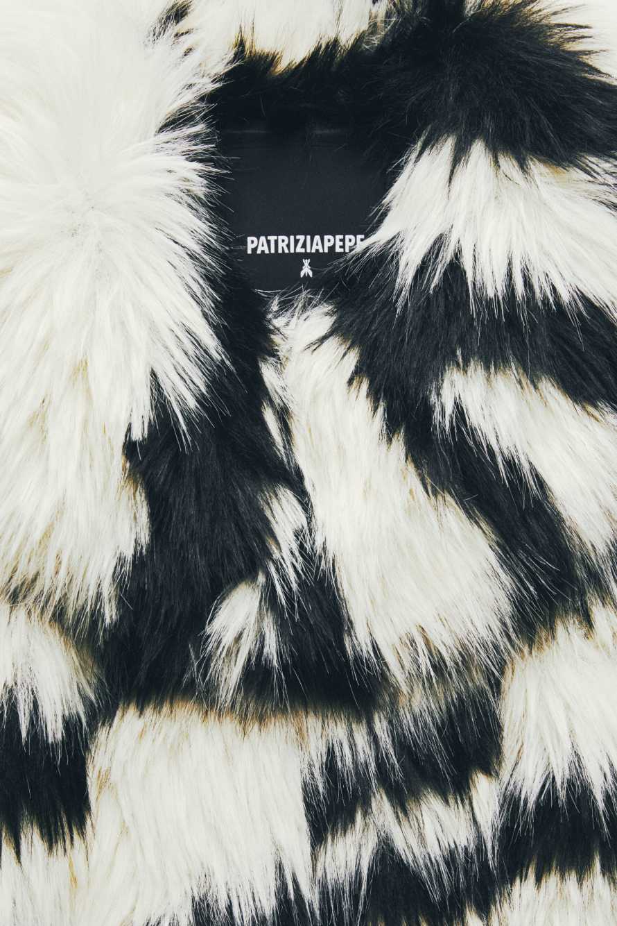 Short fluffy jacket with zebra pattern, Abstract Fantasy, Patrizia Pepe