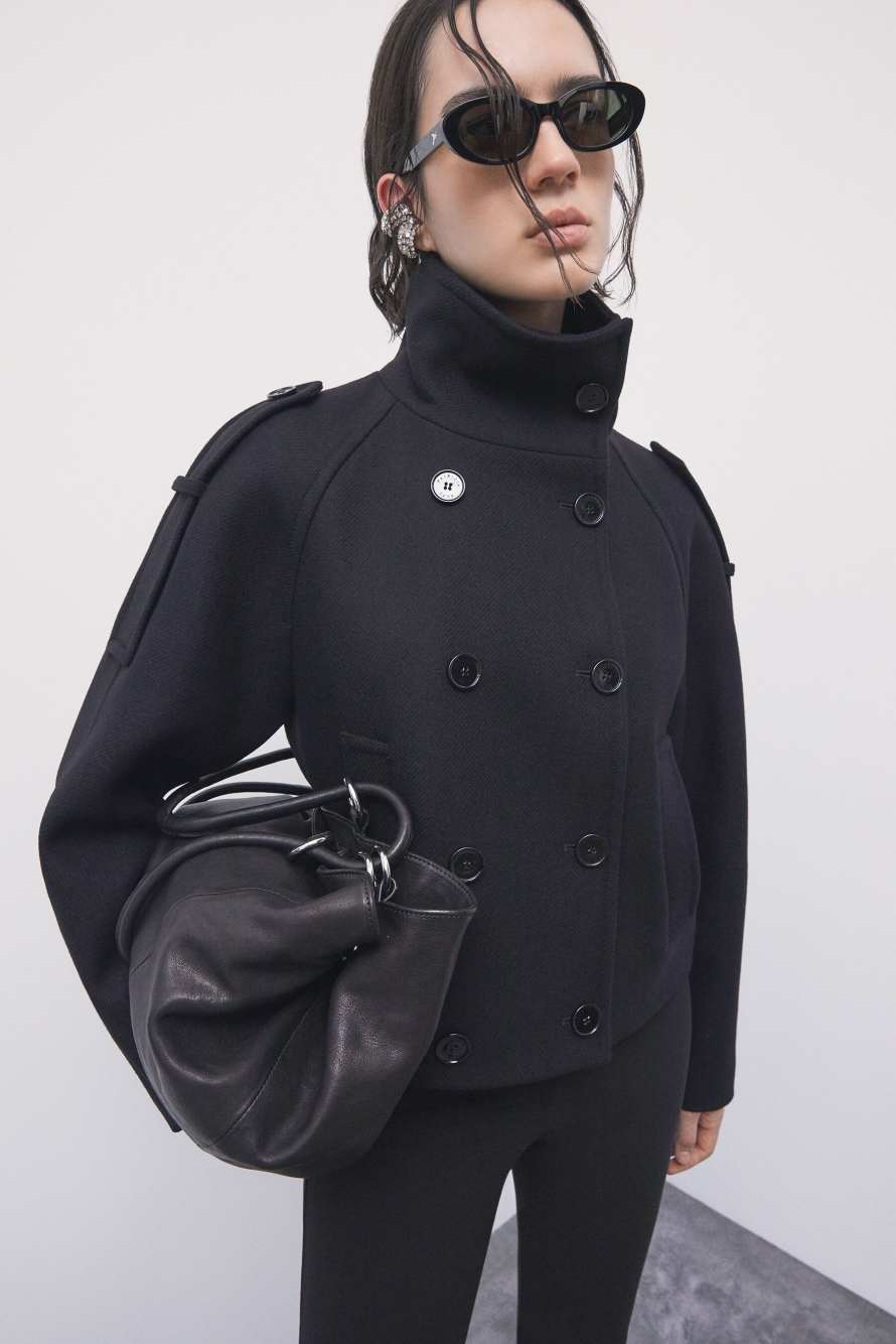 Short wool and cashmere-blend jacket, Black, Patrizia Pepe
